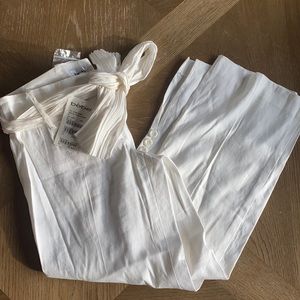 White Cropped Linen Pants